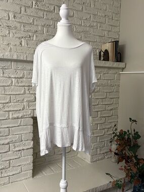 NWT Vince Camuto 3XL White Tiered Hem Tunic Top Plus Size